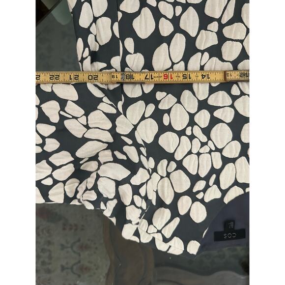 Cos Women's Cream Black Pebble Pattern Gathered Jacquard A-line Dress Size 12 - Picture 10 of 10
